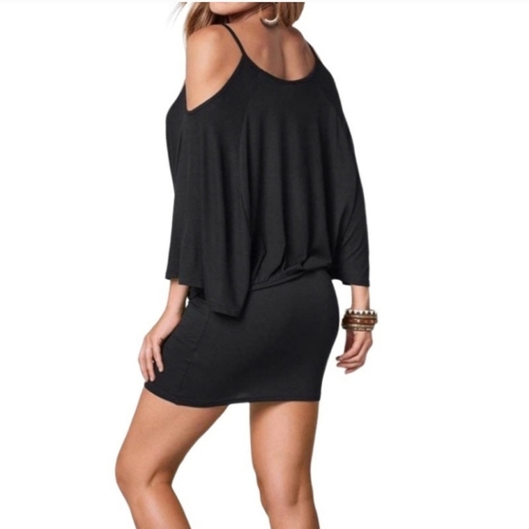 Venus Black Cold Shoulder Mini Dress. Size 6 - Picture 2 of 6